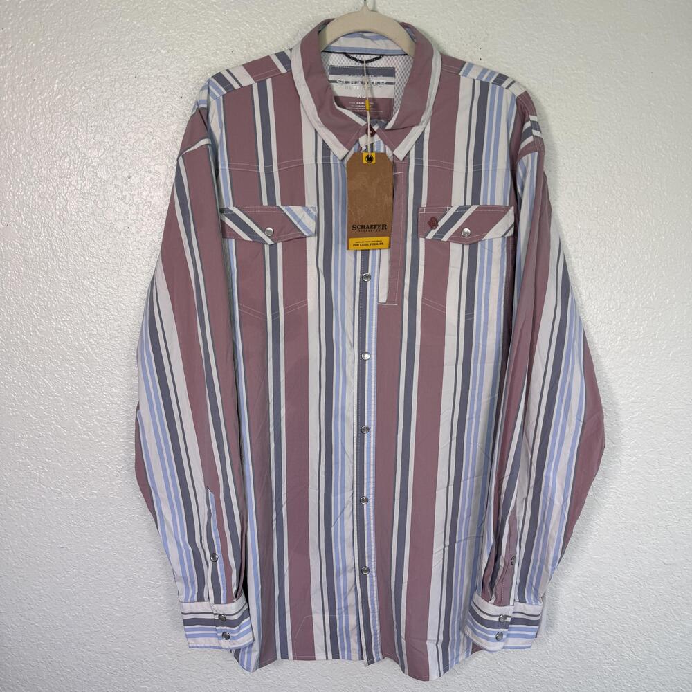 Schaefer Outfitter Rangetek Shirt Mens XL Western Guide Snap Button Striped NEW